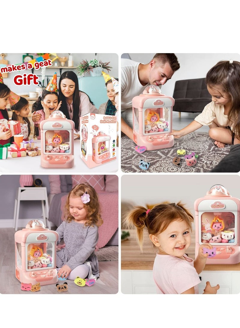 WALALLA Claw machine toys mini vending machines candy grabber prize dispenser toys for girls electronic arcade claw game machine for party birthday valentine's gifts with lights sound with 20 mini plush toys - Image 4