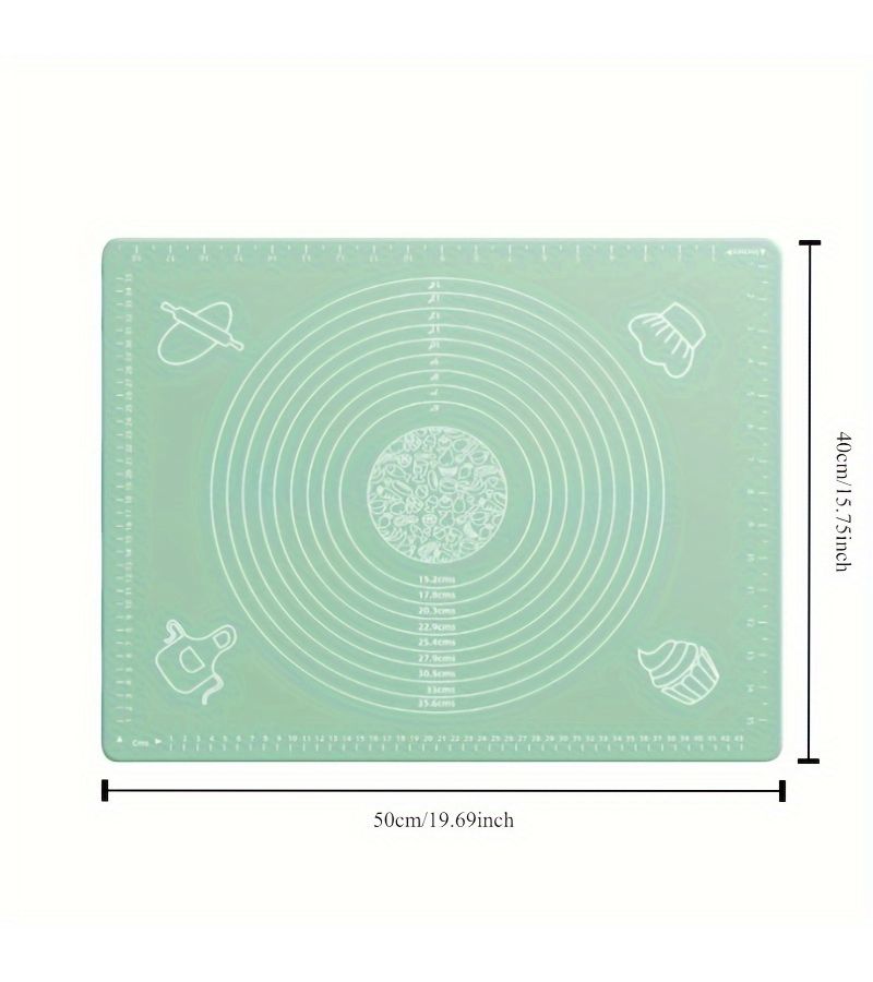 Green Extra Thick 19.69 X 15.75 Inch Silicone Baking Mat Non Slip Odorless Double Sided Durable Industrial Kitchen Tool For Dough Pizza And Cakes - Image 5