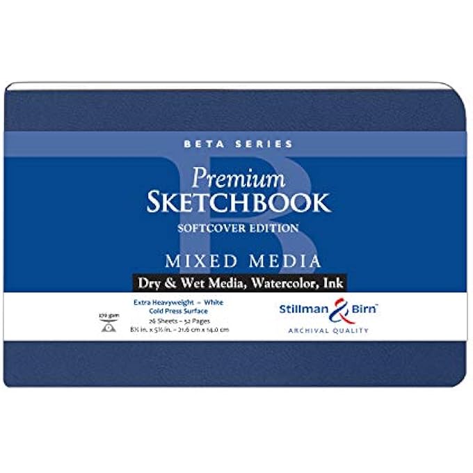 BETA SERIES SOFTCOVER SKETCHBOOK, 8.5" X 5.5", 270 GSM (EXTRA HEAVYWEIGHT), WHITE PAPER, COLD PRESS SURFACE - Image 1