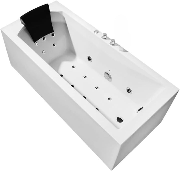 MIVOX MIVOX Acrylic Massage Bathtub Bubble Bath and Filler System Rectangle Hydro Massage Tub with Right Side Drain Freestanding Bathtub Touch Control Panel bathtub - Image 1
