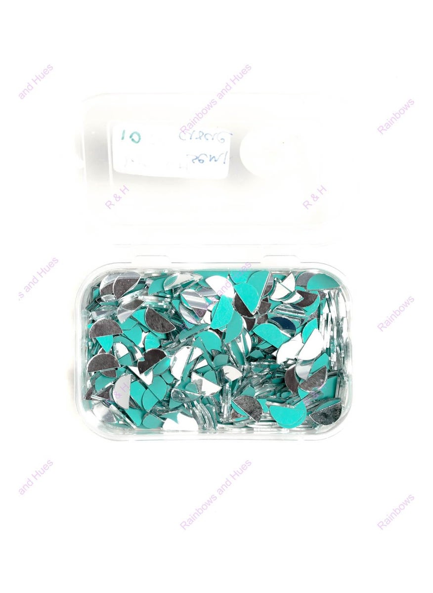 RH RH Craft Mirrors SEMI Circle Shape 100 Grams 400 Pcs Approx for LIPPAN Art Mirror Art MUD and Mirror Art Craft Mosaic Art Home Decorations ETC 1 CM  - Image 4