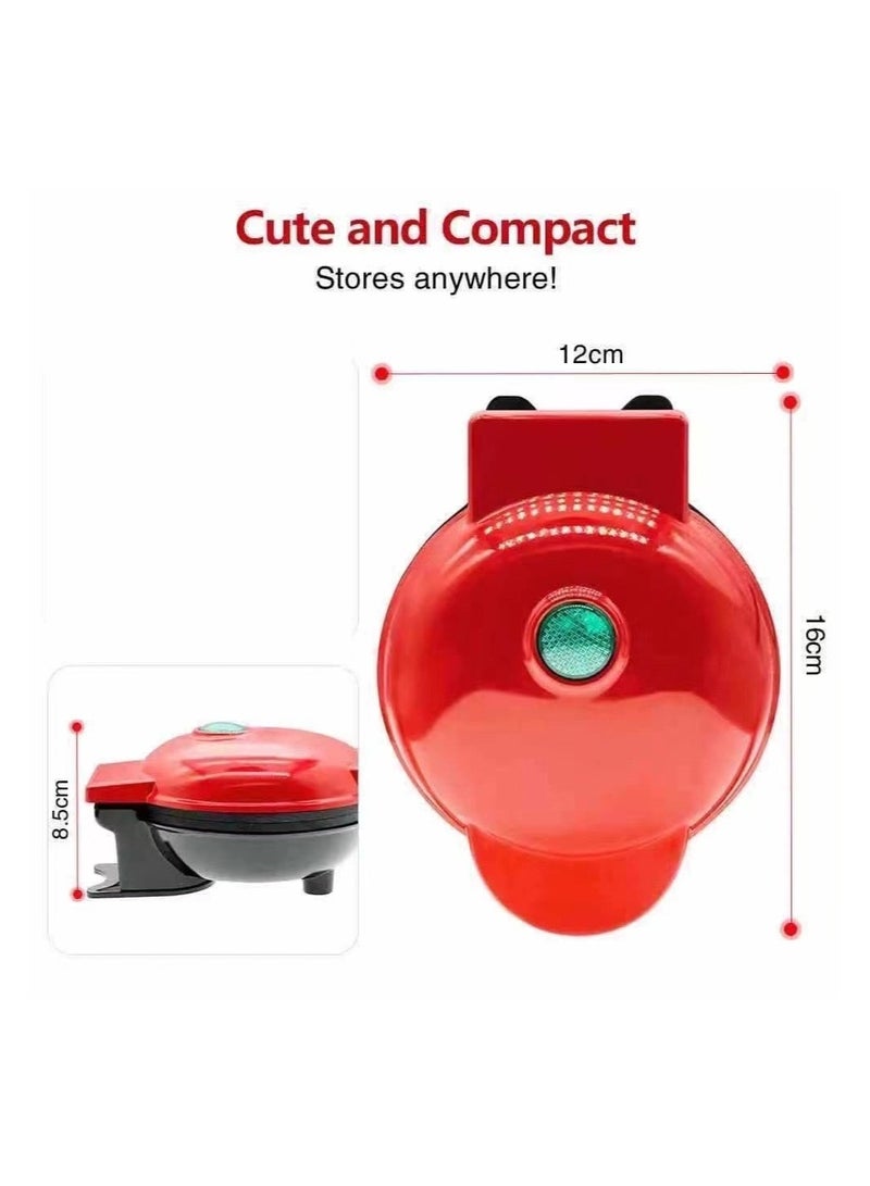 Mini Waffle Maker for Breakfast, Snacks (Red) - Image 3