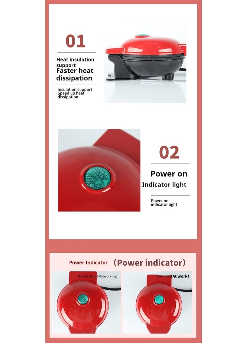 Mini Waffle Maker for Breakfast, Snacks (Red) - Image 5