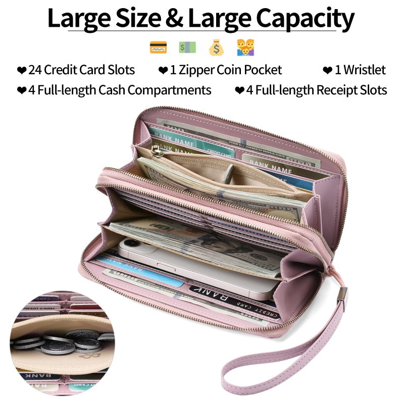 GAEKEAO Wallet for Women Clutch RFID Blocking Leather Wristlet Purse Large Capacity Credit Card Holder with Grip Hand Strap - Image 4
