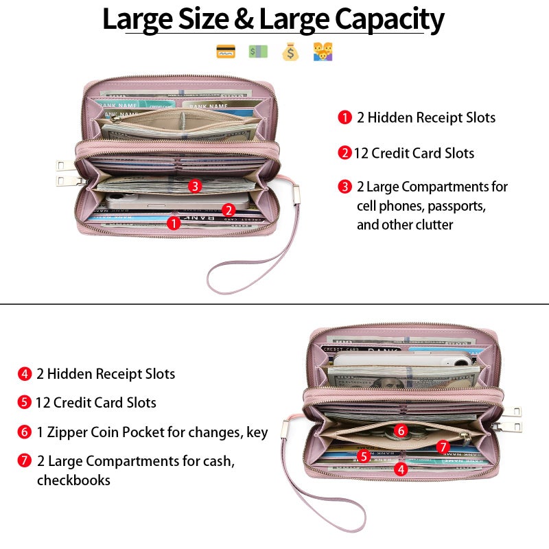 GAEKEAO Wallet for Women Clutch RFID Blocking Leather Wristlet Purse Large Capacity Credit Card Holder with Grip Hand Strap - Image 5