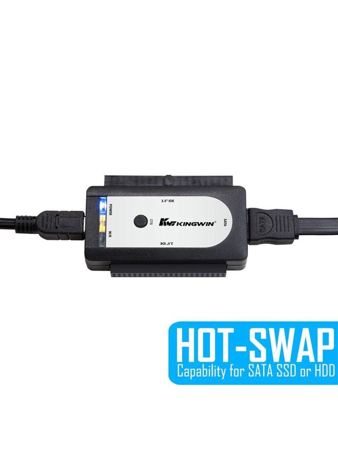 KingWin USI-2535 Universal USB 2.0 to SSD/SATA/IDE Adapter for 2.5 Inch, 3.5 Inch, 5.25 Inch Hard Drives with One Touch Back-Up, and Power Supply Included. Perfect Solution for Easily Access, Back Up, - Image 3