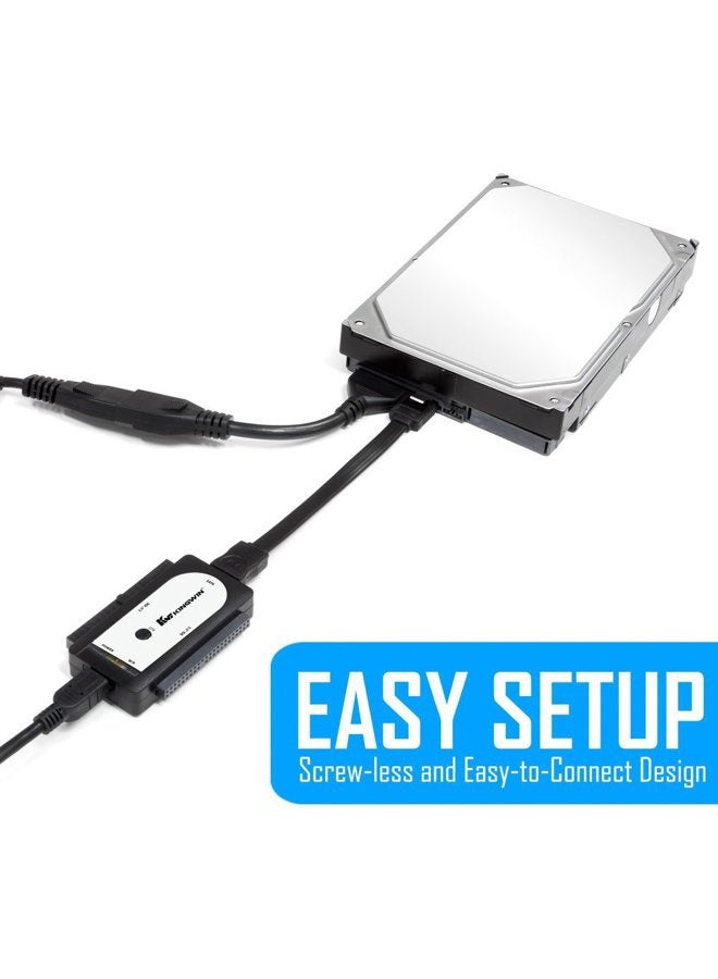 KingWin USI-2535 Universal USB 2.0 to SSD/SATA/IDE Adapter for 2.5 Inch, 3.5 Inch, 5.25 Inch Hard Drives with One Touch Back-Up, and Power Supply Included. Perfect Solution for Easily Access, Back Up, - Image 5