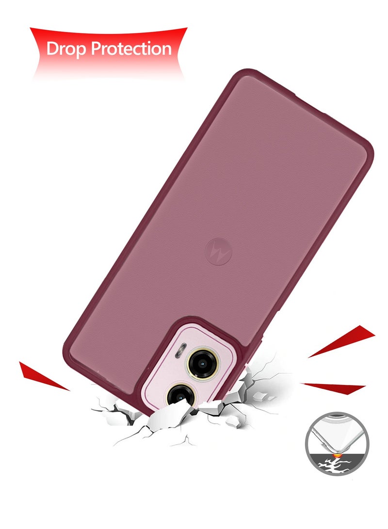 Wtech Hybrid Silicone With Translucent Back Protective Lens Sheild Case Cover For Motorola Moto G24 4G Fuchia Rose - Image 3