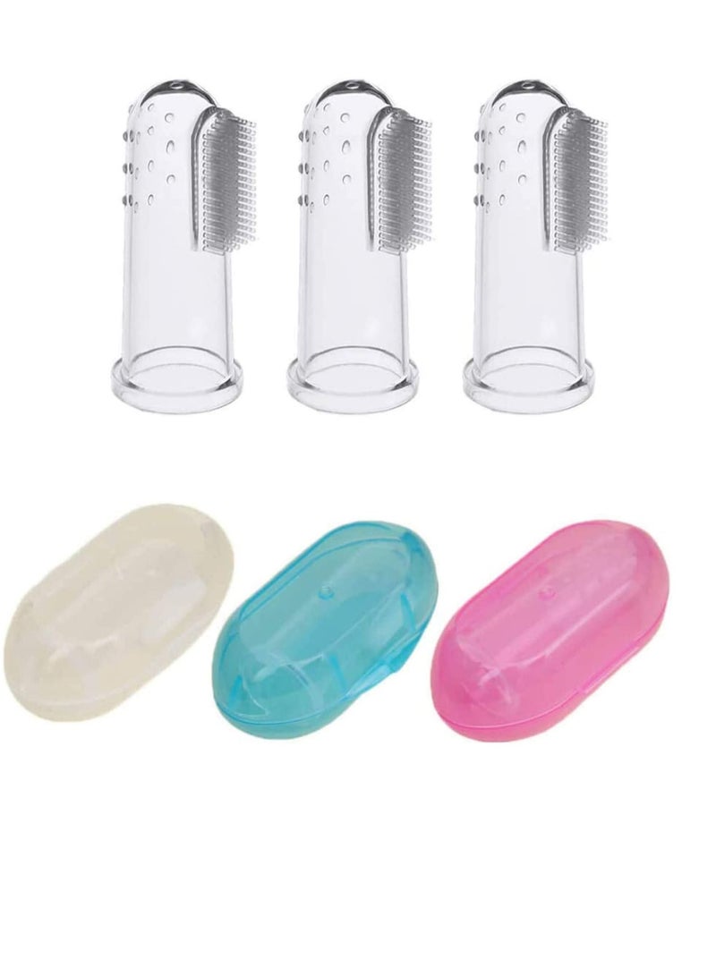 Baby Finger Toothbrush for Training Teething - Infant u0026 Toddles u0026 Lids Teeth Brush Soft Babies Toothbrushes Oral Cleaning Massager to Train Your Child Healthy Oral Habits -3 PCS - Image 1