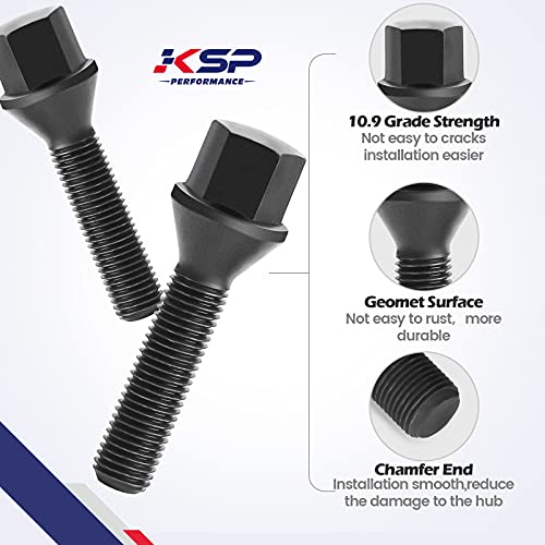 KSP PERFORMANCE KSP M14x1.25 Lug Bolts for I3 I8 M2 M4 F80 X2 X4 X6, Conical Seat Extended 40mm Shank HEX 17mm Black Dacromet Studs Compatible with BMW, Package of 5PCS - Image 3