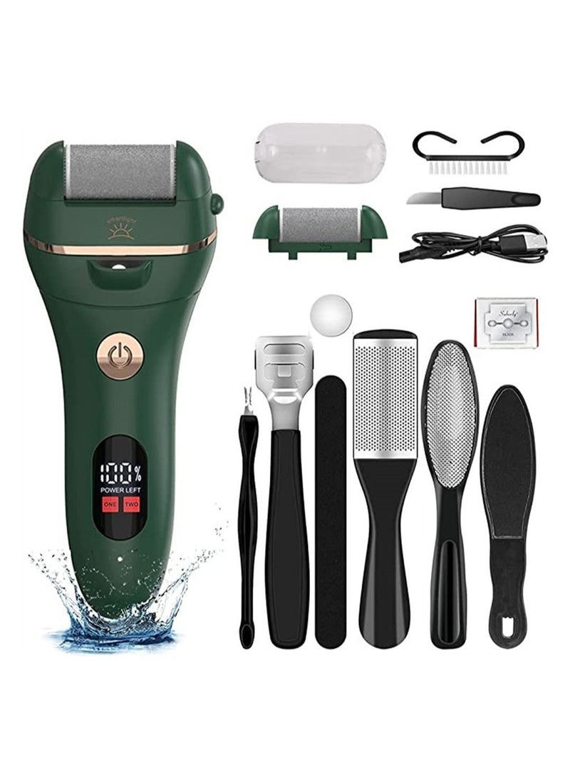 Y&D Electronic Foot File, Electric Callus Remover for Feet Rechargeable Digital Display, Pro Pedi Care Perfect Dead, Hard Cracked Dry Skin, Battery with 2 Roller Heads, Speed  - Image 1