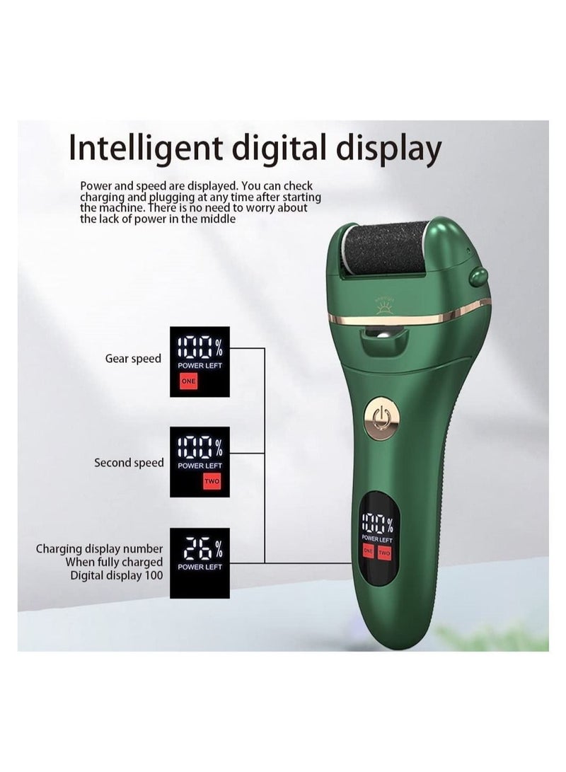 Y&D Electronic Foot File, Electric Callus Remover for Feet Rechargeable Digital Display, Pro Pedi Care Perfect Dead, Hard Cracked Dry Skin, Battery with 2 Roller Heads, Speed  - Image 2