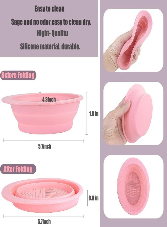 Fixily Makeup Brush Cleaning Mat/Bowl, Soft and Durable Silicone Cosmetic Cleaner Pad, Foldable Portable Washing Tool Scrubber with 4 Textures (Multicolour) (2) - Image 5