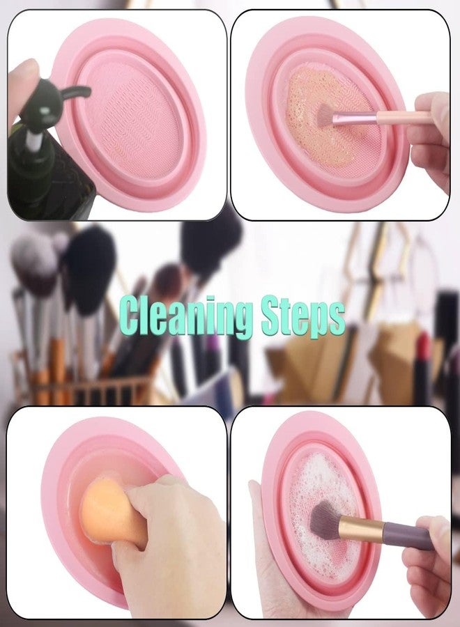 Fixily Makeup Brush Cleaning Mat/Bowl, Soft and Durable Silicone Cosmetic Cleaner Pad, Foldable Portable Washing Tool Scrubber with 4 Textures (Multicolour) (2) - Image 3