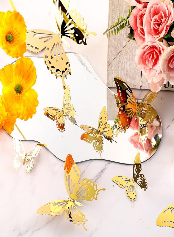 فيرايكل مجموعة فيرايكل لتزيين الجدران على شكل فراشات معدنية، 48 قطعة، 3 أحجام، زينة فراشات ثلاثية الأبعاد طائرة، ديكور فني يمكنك صنعه بنفسك لغرفة النوم، ديكور منزلي، ديكور جداري لحفلات الزفاف وأعياد الميلاد، 2.36 بوصة، 3.94 بوصة، 6.3 بوصة (ذهبي) - Image 4
