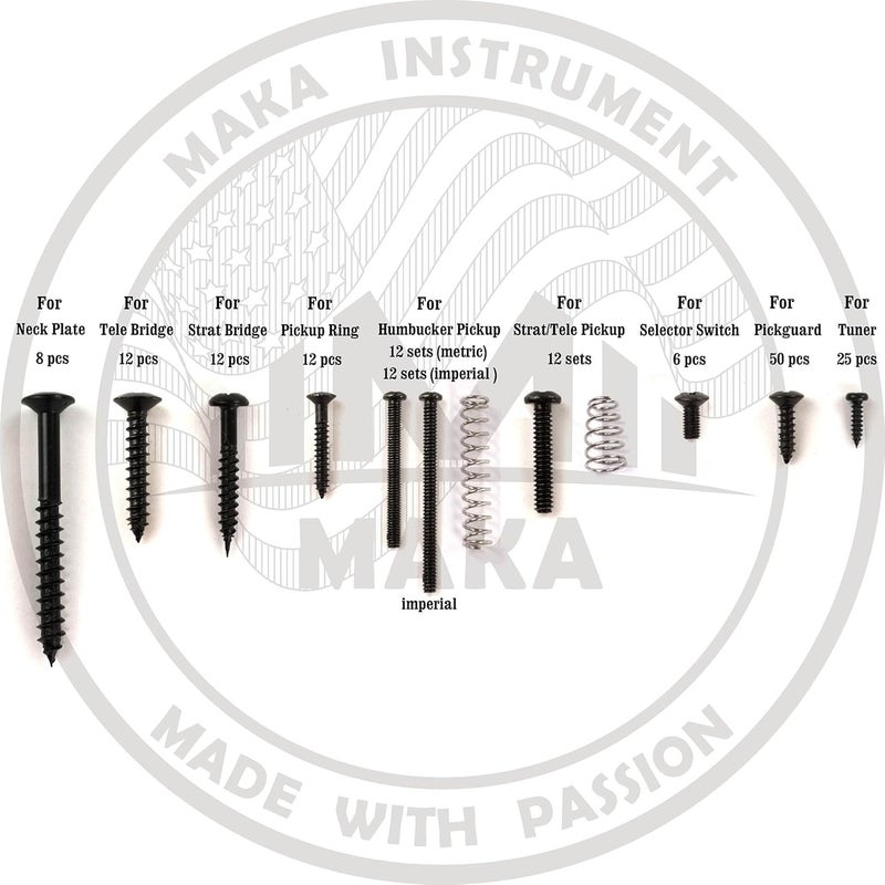 MAKA Guitar Screw Kit Assortment with Custom Acrylic Storage Box for Electric Guitar Bridge, Pickup, Pickguard, Tuner, Switch, Neck Plate, with Springs, Black - Image 5
