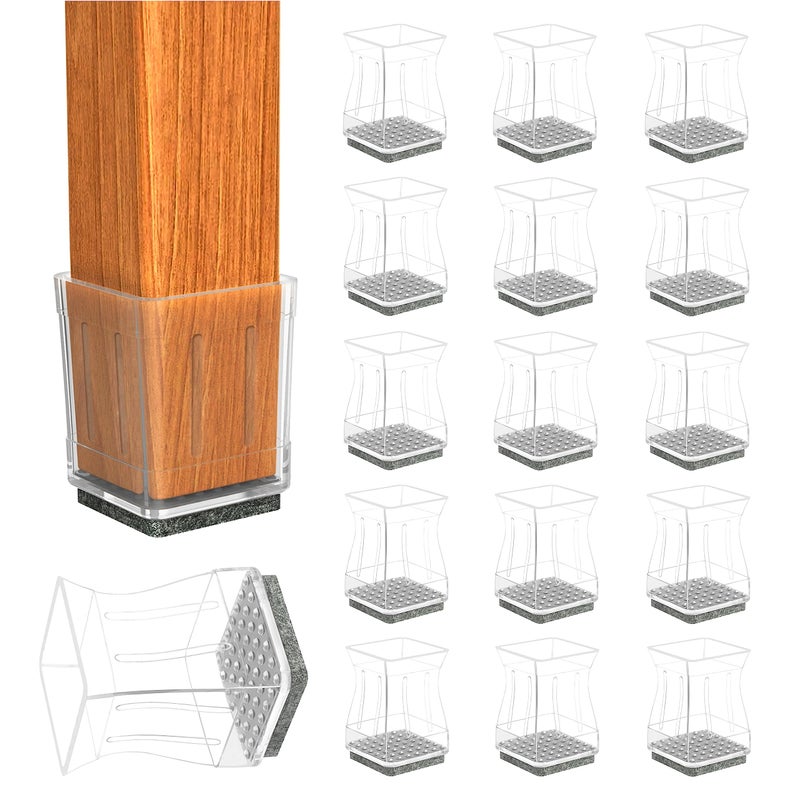 24 PCS Clear Square Chair Leg Floor Protectors Silicone Furniture Pads for Hardwood Floorsfor Protect Chair Feet  Wooden FloorsFree Moving Table Leg Covers 075  78