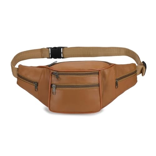 K London Stylish Real Leather Tan Waist Bag Elegant Style Travel Pouch Passport Holder with Adjustable Strap(1452_Tann) - Image 1