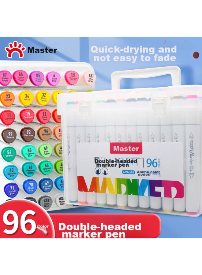 جراسب Master علامات 96-color ثنائية الطرف سريعة الجفاف للكحول، أقلام مائية زيتية برميل ثلاثي للطلاب، أقلام رسوم أنمي جرافيتي Gmm509-96 - Image 1