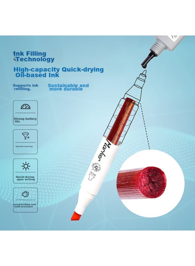 جراسب Master علامات 96-color ثنائية الطرف سريعة الجفاف للكحول، أقلام مائية زيتية برميل ثلاثي للطلاب، أقلام رسوم أنمي جرافيتي Gmm509-96 - Image 3