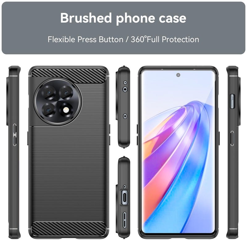 HuHa Case Cover For OnePlus Ace 2 Brushed Texture Carbon Fiber TPU Phone Case(Black) - Image 2