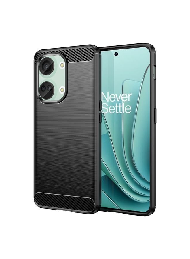 HuHa Case Cover For For OnePlus Ace 2 Brushed Texture Carbon Fiber TPU Phone Case(Black)