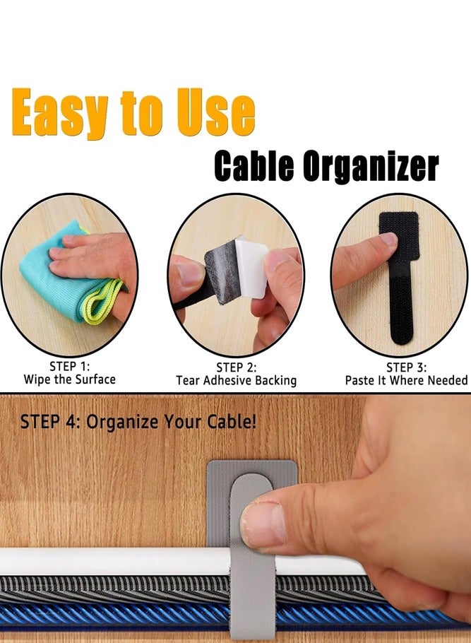 BELLSBERRY 50 قطعة من روابط الكابلات ذاتية اللصق قابلة لإعادة الاستخدام لإدارة الأسلاك - Image 2