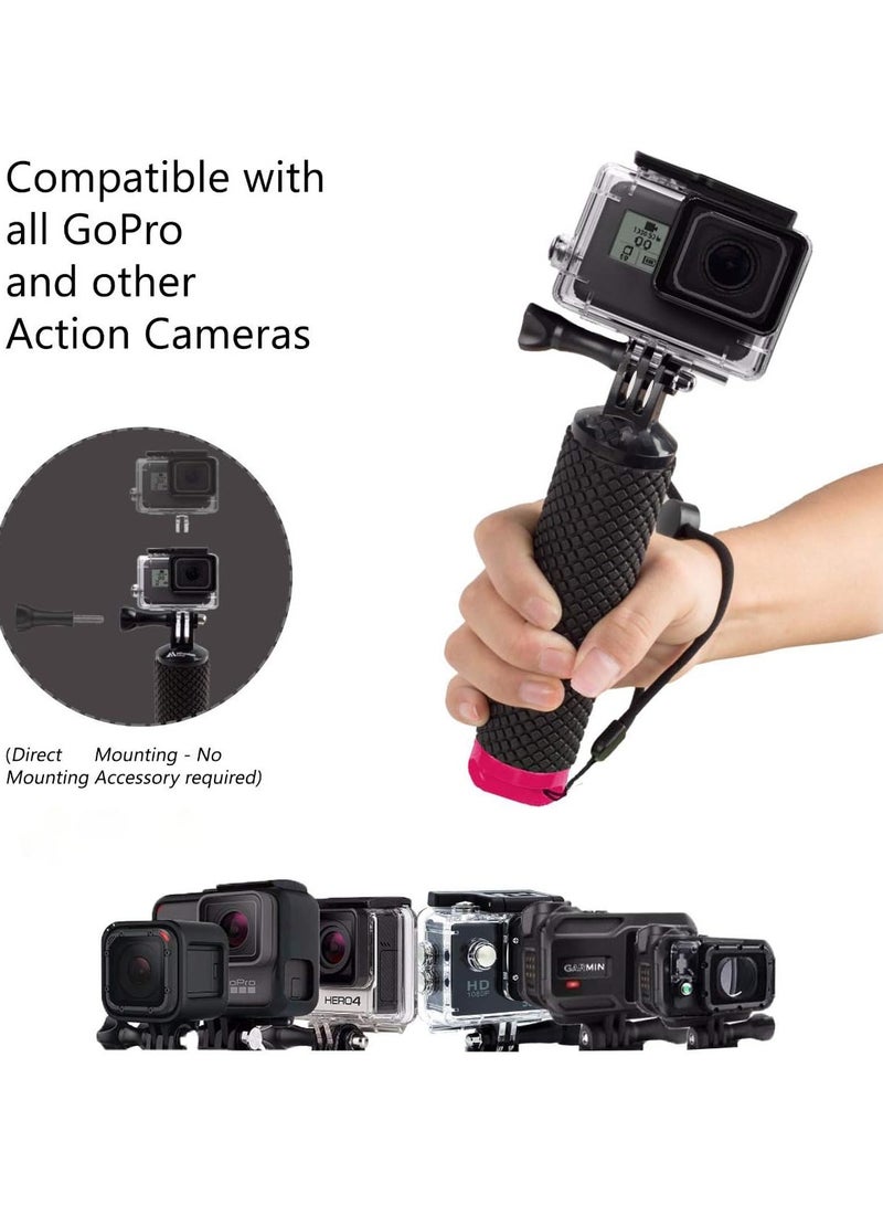 AROAQ Waterproof Floating Hand Grip Compatible with GoPro Hero 12 11 10 9 8 7 6 5 4 3+ 2 1 Session Black Silver Camera Handler & Handle Mount Accessories Kit for Water Sport and Action Cameras (PINK)  - Image 4