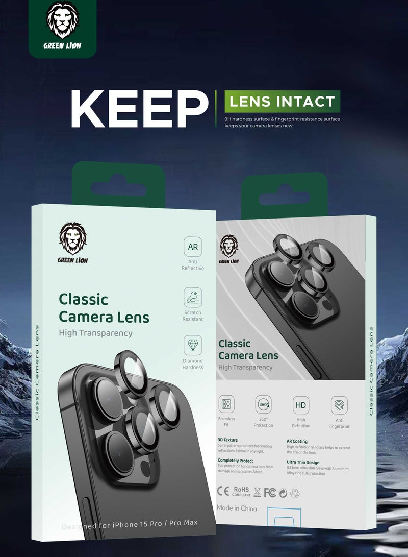 Classic Camera Lens for iPhone 15 Pro / 15 Pro Max /Anti Reflective/Anti Fingerprint/Scratch Resistant- Titanium