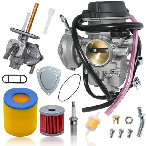 ENGICARB LTZ400 Carburetor Fits for Suzuki LTZ 400 LT-Z400 2003 2004 2005 2006 2007 Quadsport ATV Carb with Air Filter Fuel Petcock Valve - Image 1
