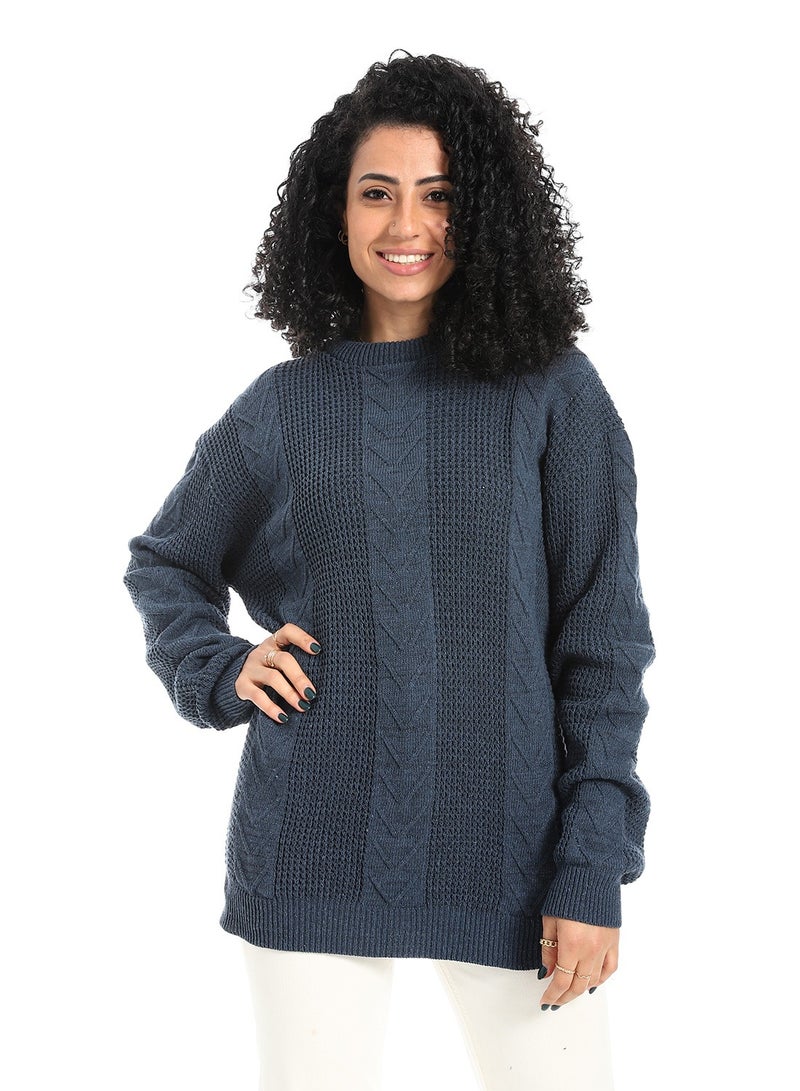 سيزار بلوفر صوف حريمي طويل مزود بتصمميات متعددة - Image 2