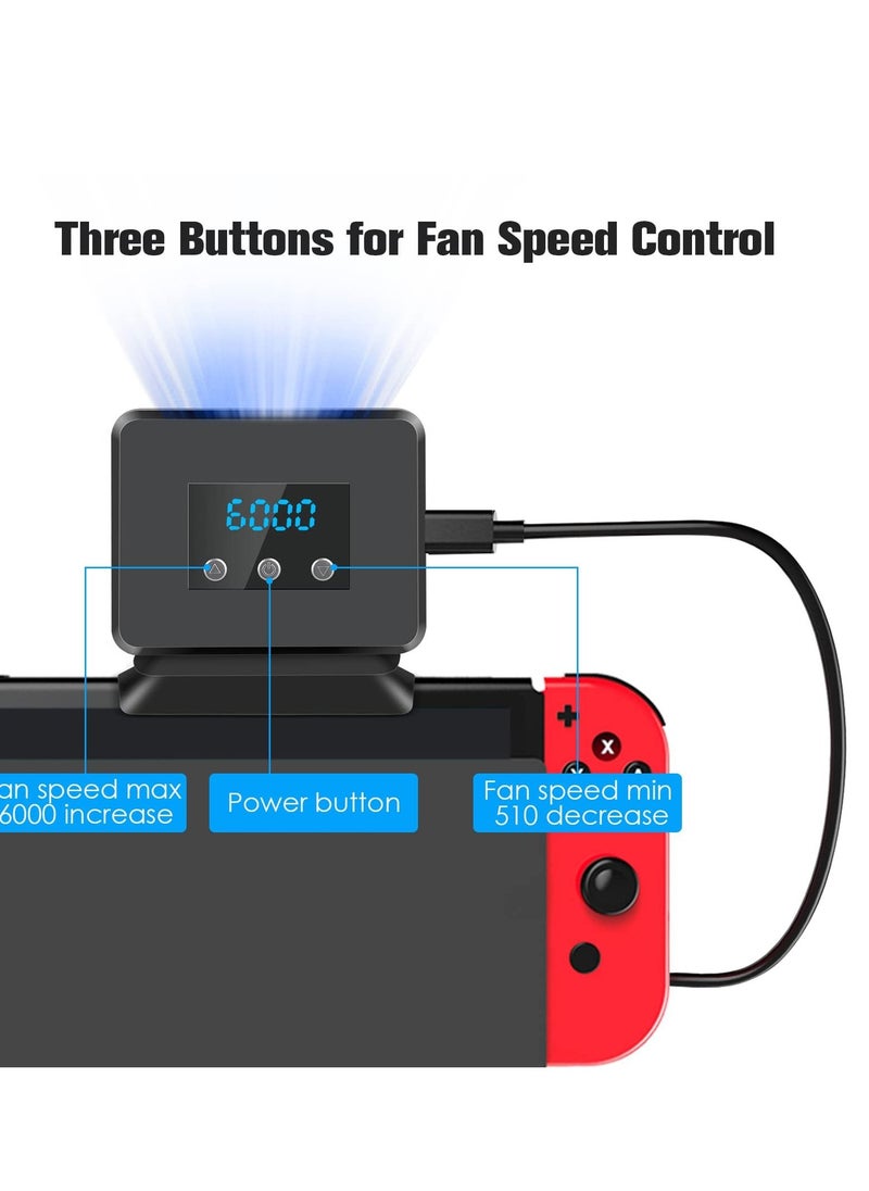 Excefore - Switch Cooling Fan, Fan for Nintendo Switch, Dock Set Temperature Display Cooler NS Original Docking Station, Adjustable Speed, USB Powered, Integrated Cable - Image 1