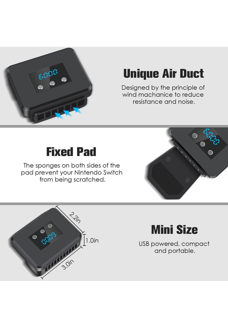 Excefore - Switch Cooling Fan, Fan for Nintendo Switch, Dock Set Temperature Display Cooler NS Original Docking Station, Adjustable Speed, USB Powered, Integrated Cable - Image 1