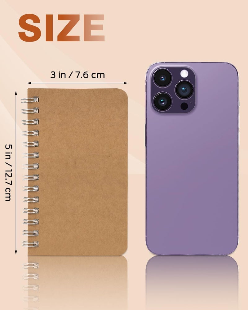 Dynta Pocket Notebooks Mini Notepads 3x5 Bulk, 60 Packs Lined Memo Pads, Small Spiral Notebooks Kraft Cover for Home, School, Office, Men, Women, Kids (60 Sheets/120 Pages) - Image 2