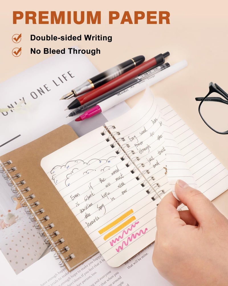 Dynta Pocket Notebooks Mini Notepads 3x5 Bulk, 60 Packs Lined Memo Pads, Small Spiral Notebooks Kraft Cover for Home, School, Office, Men, Women, Kids (60 Sheets/120 Pages) - Image 4