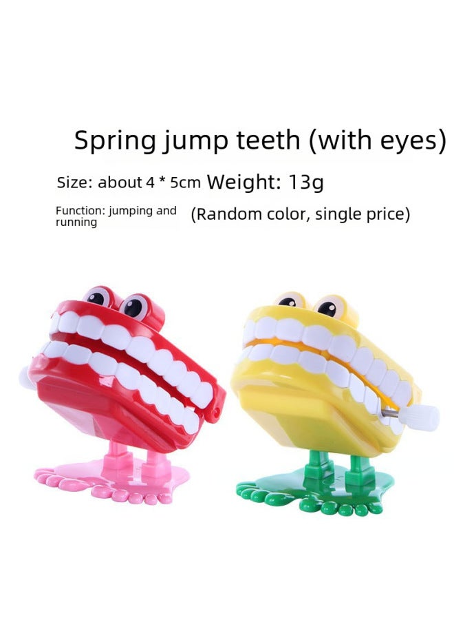 Jumping Teeth Coil Winding Toy Jumping Teeth Ghost Teeth Vampire Halloween Gift Winding Toy-Color:Rotating Top Hat Smile - Image 4