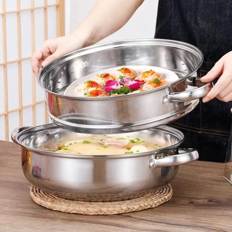 LCPUD Steamer for Cooking, 5.0 Quarts Stainless Steel Steamer Pot, 2-Tier Food Steam Pots with Lid for Cooking Vegetables, Seafood, Soups, Stews and Pasta, 11 x 6.1 inch - Image 3