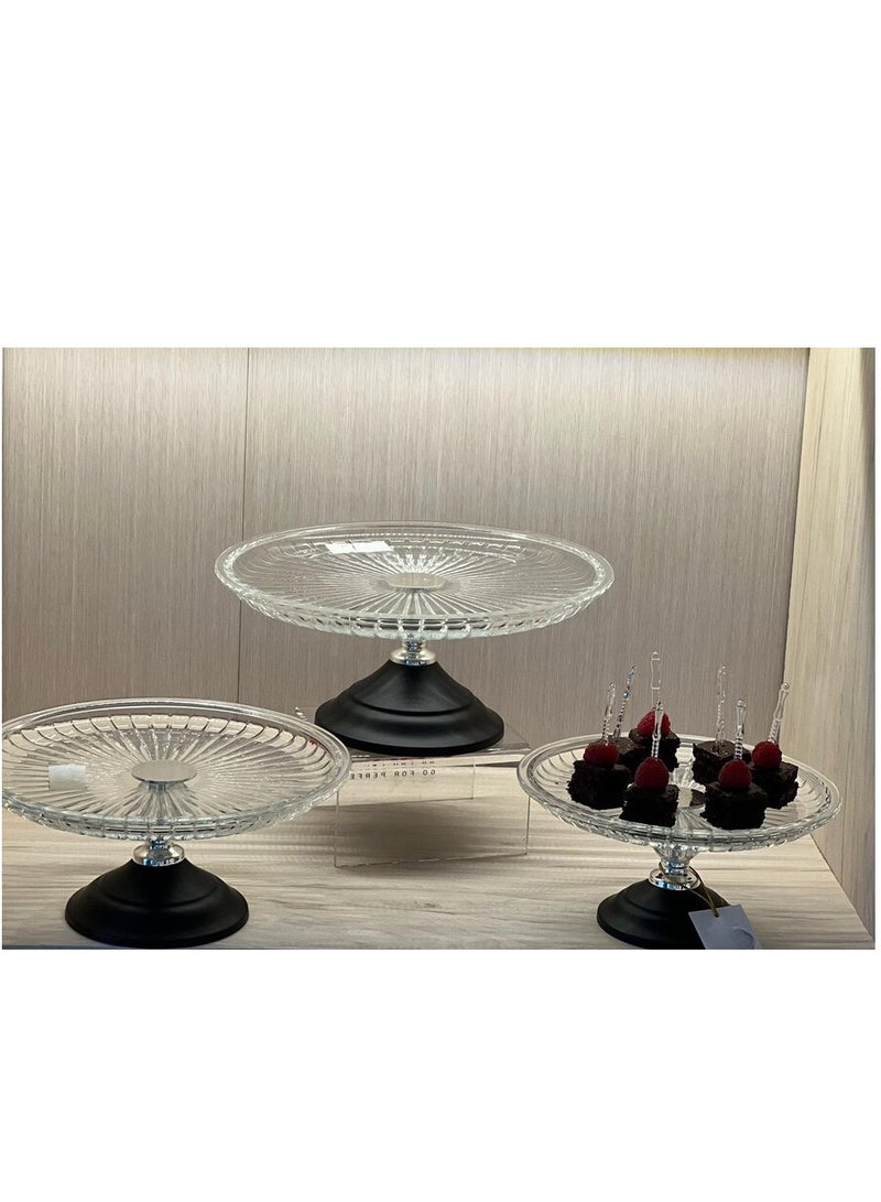 صحن تقديم زجاج بقاعدة للحلويات و الفواكه و متعدد الاستخدام/حجم وسط - Image 2