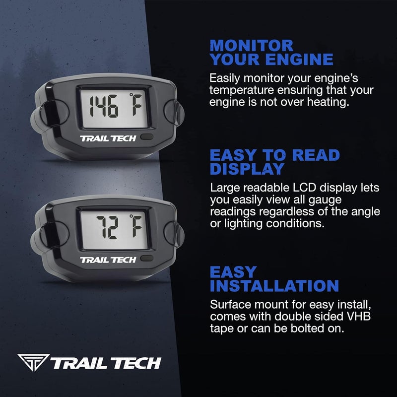 Trail Tech 742-ES2 TTO Temperature Digital Gauge Threaded Plug 1/8-28 BSPP Sensor - Image 3