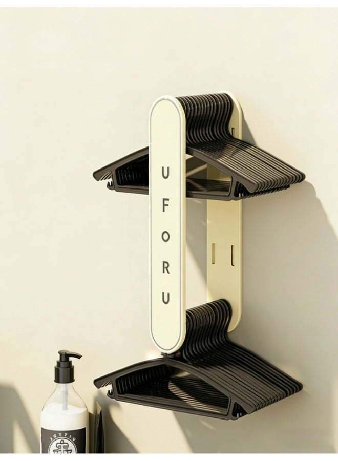 رف تخزين معلق على الحائط قابل للطي - منظم موفر للمساحة لتعليق الملابس المتناثرة، سعة كبيرة للغسيل والحمام (أبيض، D2013-4) - Image 1