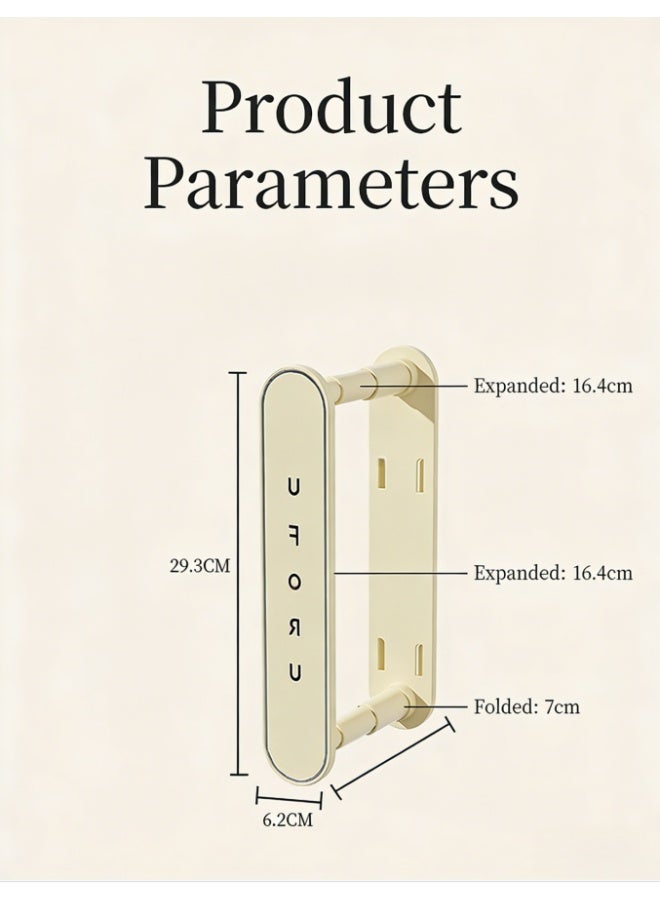 رف تخزين معلق على الحائط قابل للطي - منظم موفر للمساحة لتعليق الملابس المتناثرة، سعة كبيرة للغسيل والحمام (أبيض، D2013-4) - Image 3