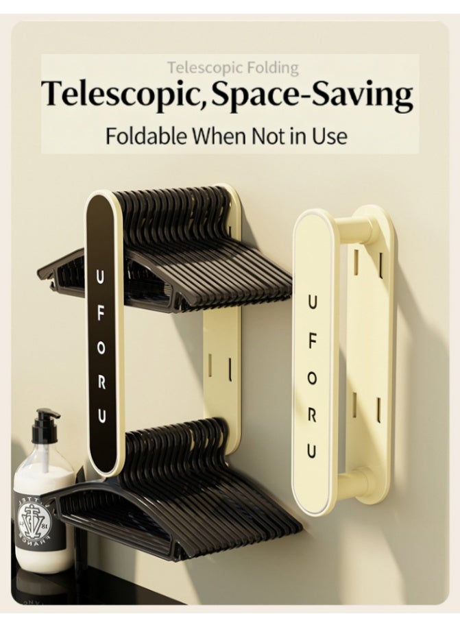 رف تخزين معلق على الحائط قابل للطي - منظم موفر للمساحة لتعليق الملابس المتناثرة، سعة كبيرة للغسيل والحمام (أبيض، D2013-4) - Image 4