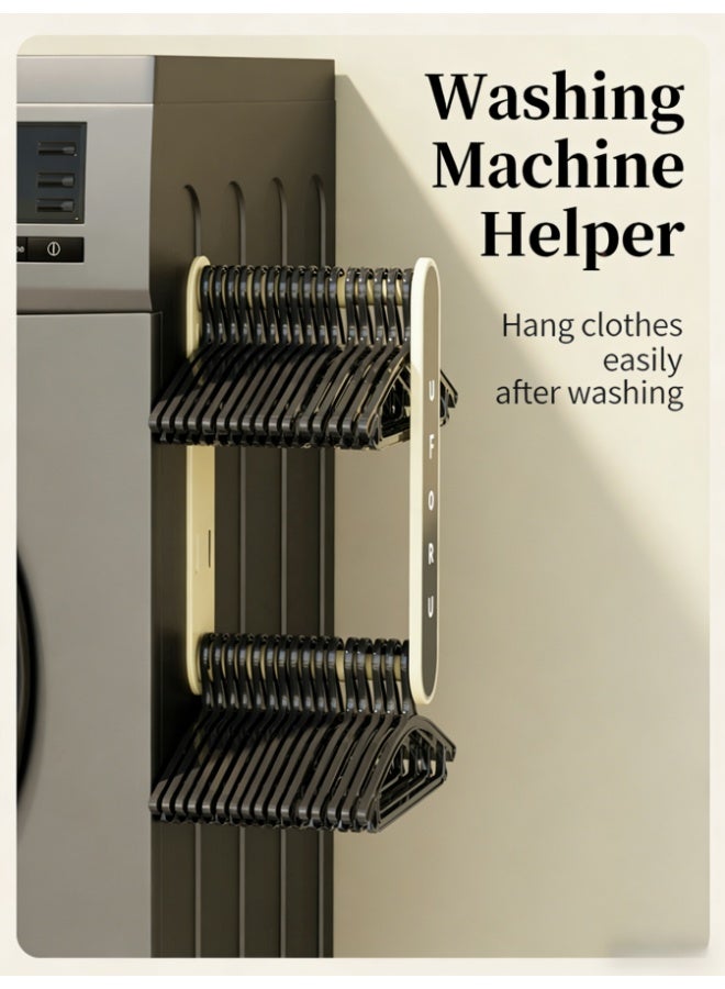 رف تخزين معلق على الحائط قابل للطي - منظم موفر للمساحة لتعليق الملابس المتناثرة، سعة كبيرة للغسيل والحمام (أبيض، D2013-4) - Image 5