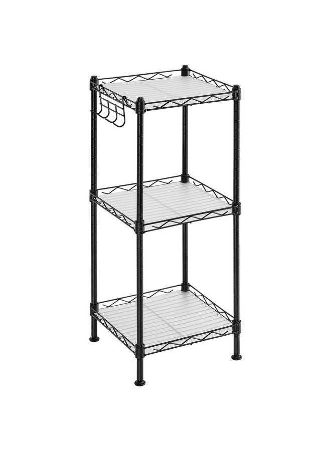 SONGMICS SONGMICS 3-Tier Bathroom Shelf, Storage Rack for Small Space, with 3 PP Shelf Liners, Removable Hook, Extendable Design, Ink Black and Translucent ULGR103B01  - Image 1