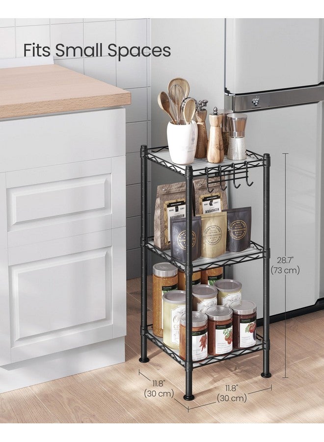 SONGMICS SONGMICS 3-Tier Bathroom Shelf, Storage Rack for Small Space, with 3 PP Shelf Liners, Removable Hook, Extendable Design, Ink Black and Translucent ULGR103B01  - Image 3