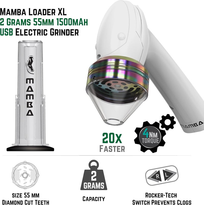 Mamba طاحونة الأعشاب الكهربائية USB 2 جرام بيضاء XL - Image 2