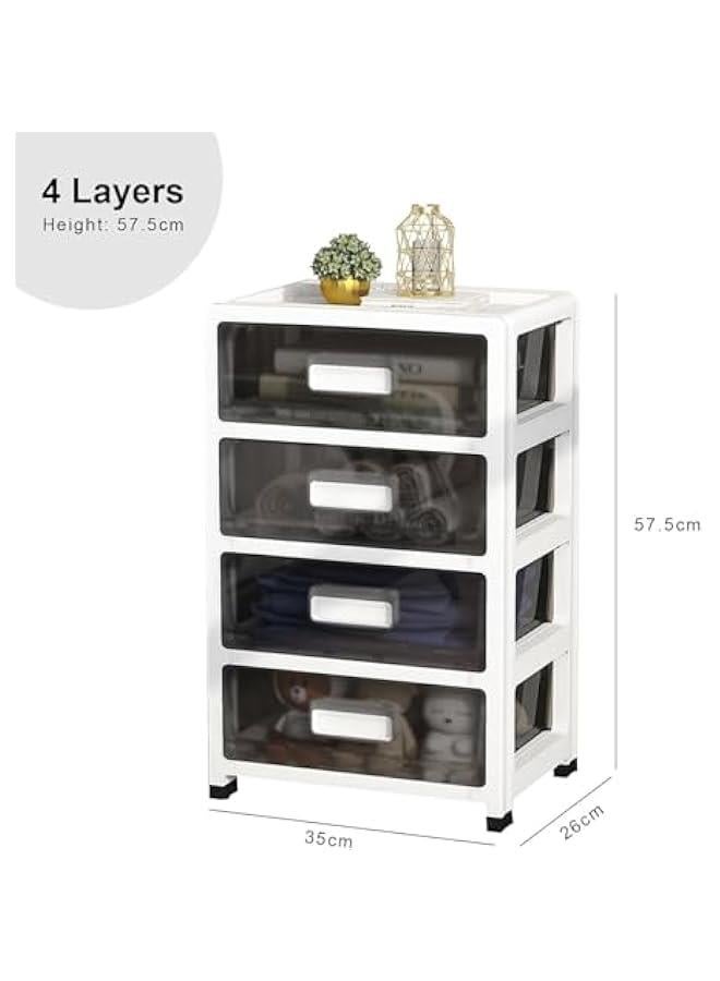 هوكور خزانة ادراج بلاستيكية من بايبي، حاويات ادراج مقاومة للماء لتخزين الالعاب والملابس في غرفة النوم والحمام والمطبخ (4 طبقات) - Image 3