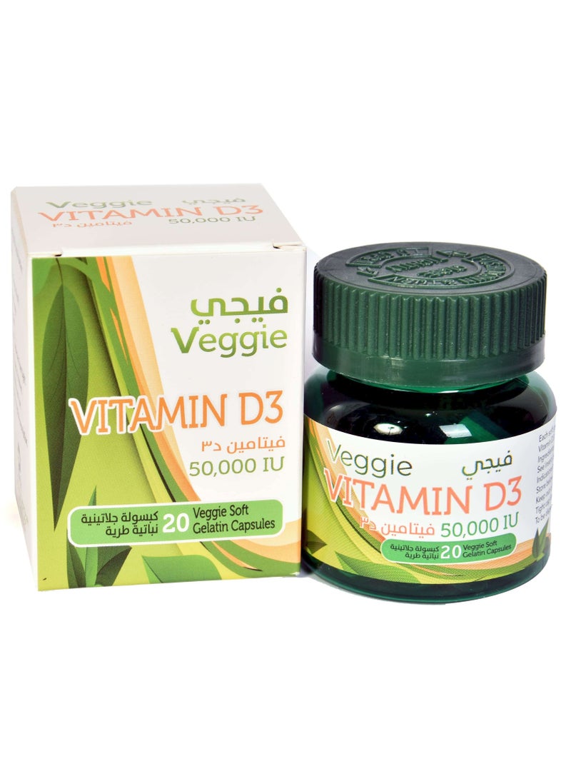 VEGGIE Veggie Vitamin D3 50000 IU 20 Capsules  - Image 1