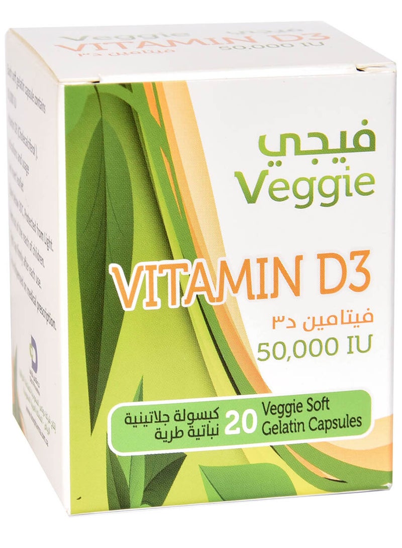 VEGGIE Veggie Vitamin D3 50000 IU 20 Capsules  - Image 2
