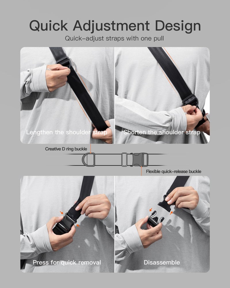 Inateck Sling Bag X-Lite, Lightweight Crossbody Shoulder Chest Bag with Quick-adjust Strap, Water-resistant Waist Fanny Pack for Men, Women, Travel, Cycling, Hiking, Work, Sports, Ivory - Image 5